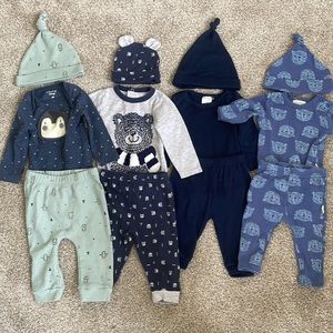 Baby Boy Outfit Lot with Matching Hats